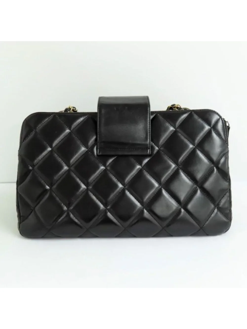 Chanel Quilted Chain Shoulder Bag Bow-ring Black Antique Hardware No - Picture 2 of 10